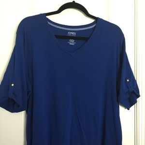 Jones New York Size XXL Blue 3/4 Sleeve Top